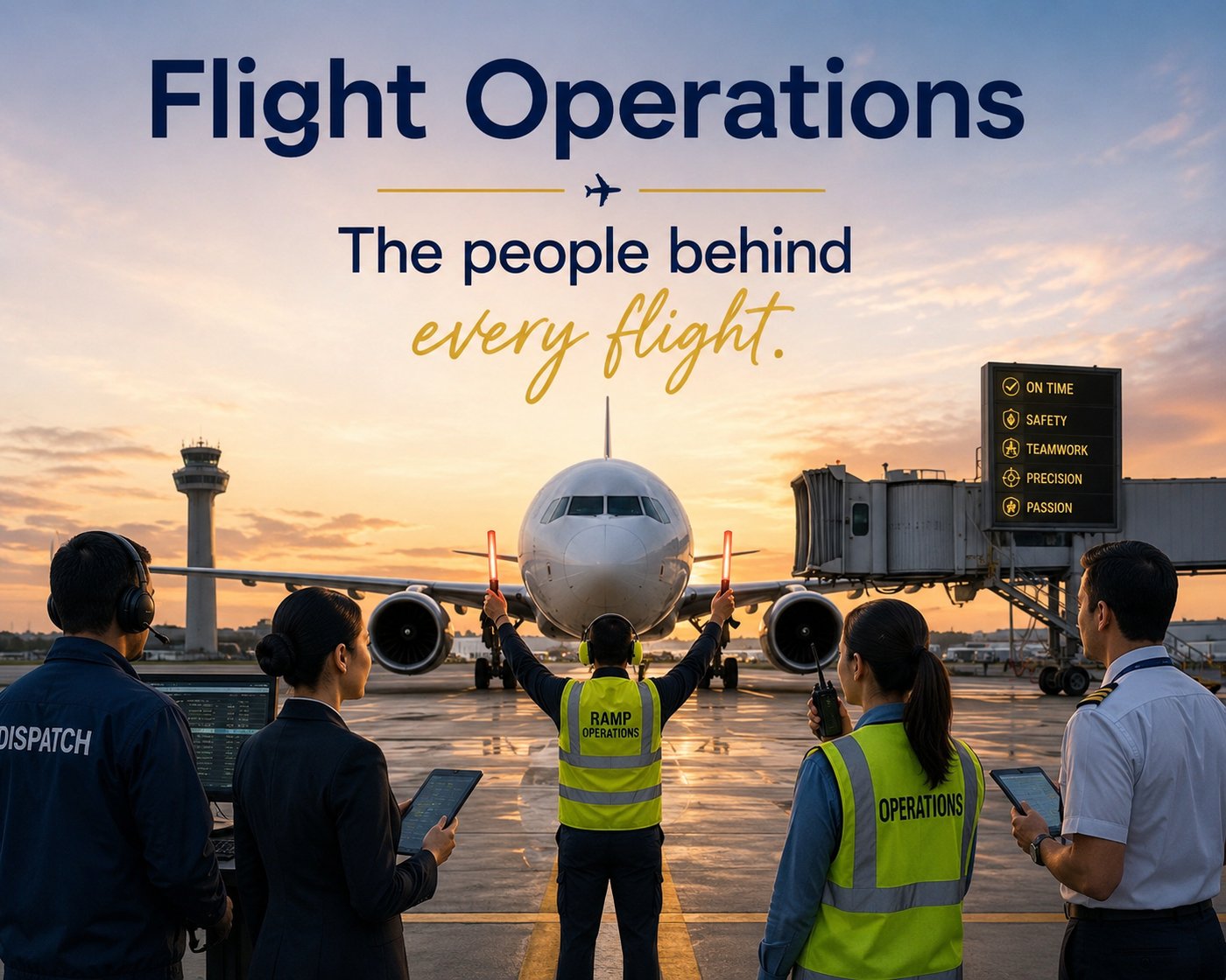 Flight operations team on tarmac