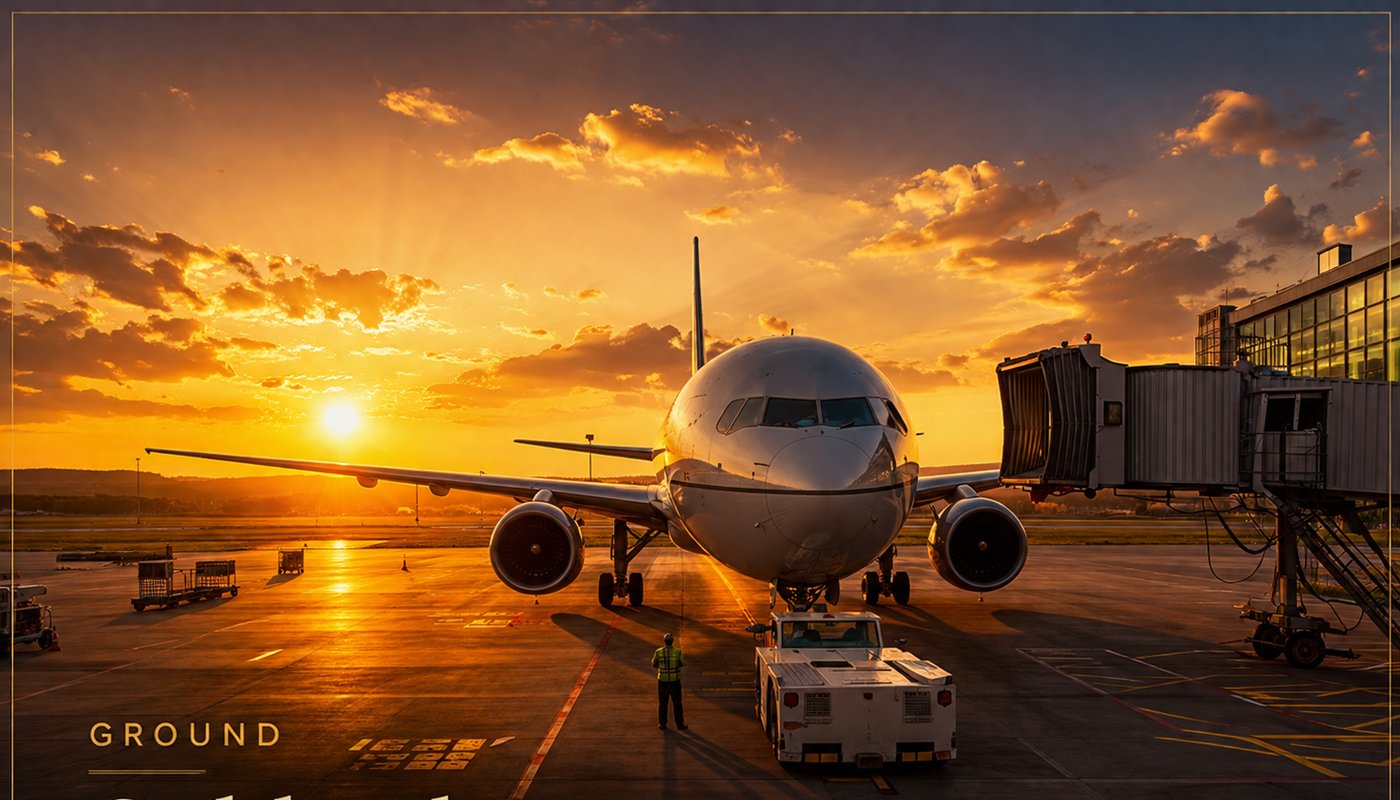 Airliner at golden hour
